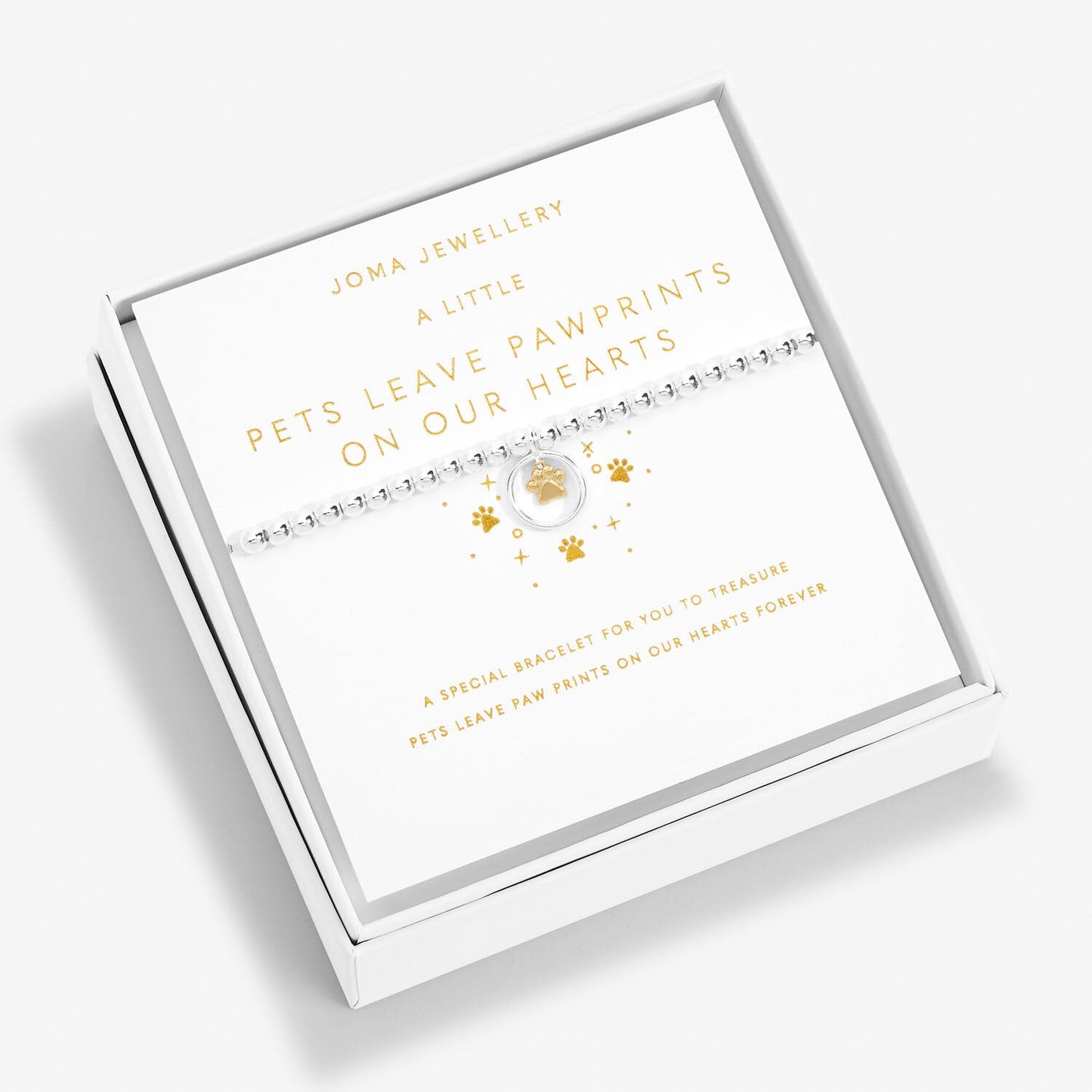 Joma Jewellery Boxed A Little Pets Leave Pawprints On Our Hearts Silver And Gold Plated Bracelet