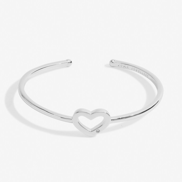 Joma Jewellery Bracelet Bar Heart Silver Plated Bangle