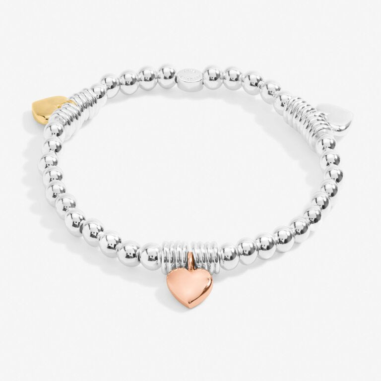 Joma Jewellery Bracelet Bar Multi Heart Silver, Gold & Rose Gold Plated Bracelet