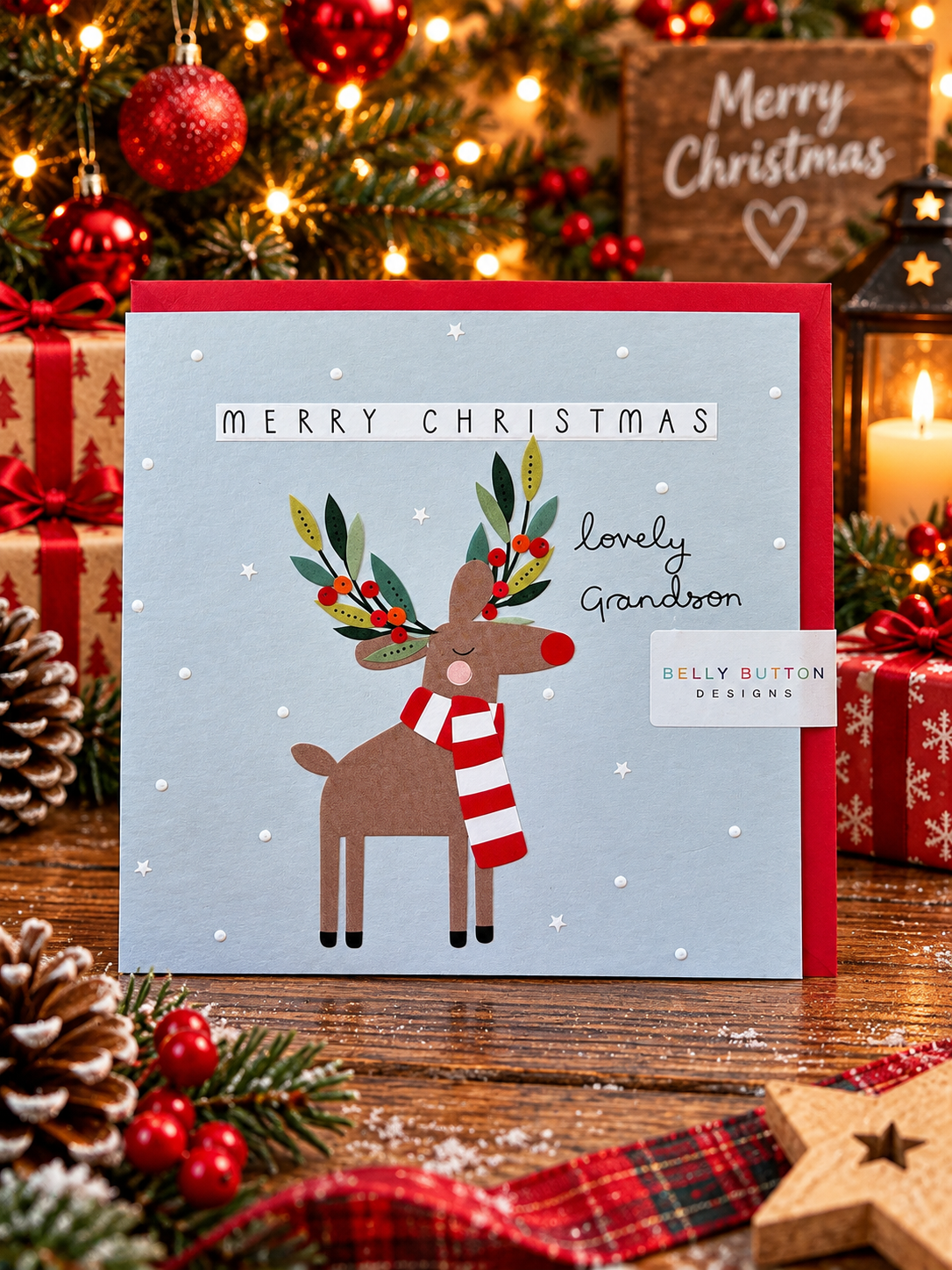 Belly Button Merry Christmas Lovely Grandson Card