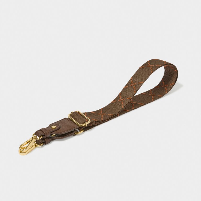 Katie Loxton Canvas Strap Brown /Orange Dash Line
