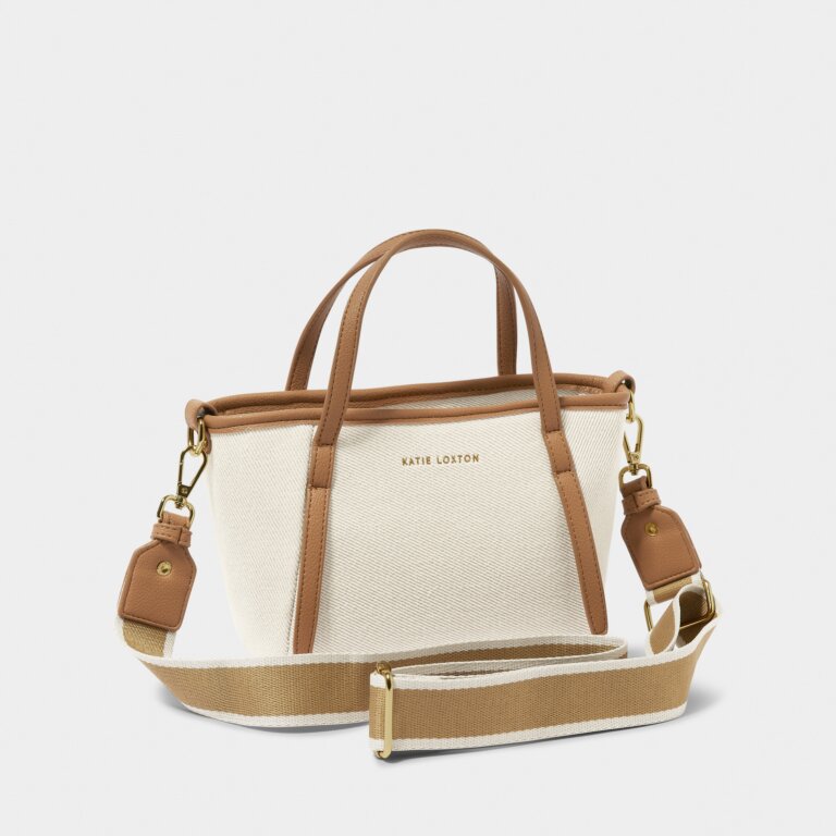 Katie Loxton Capri Canvas Mini Tote Tan /Off White