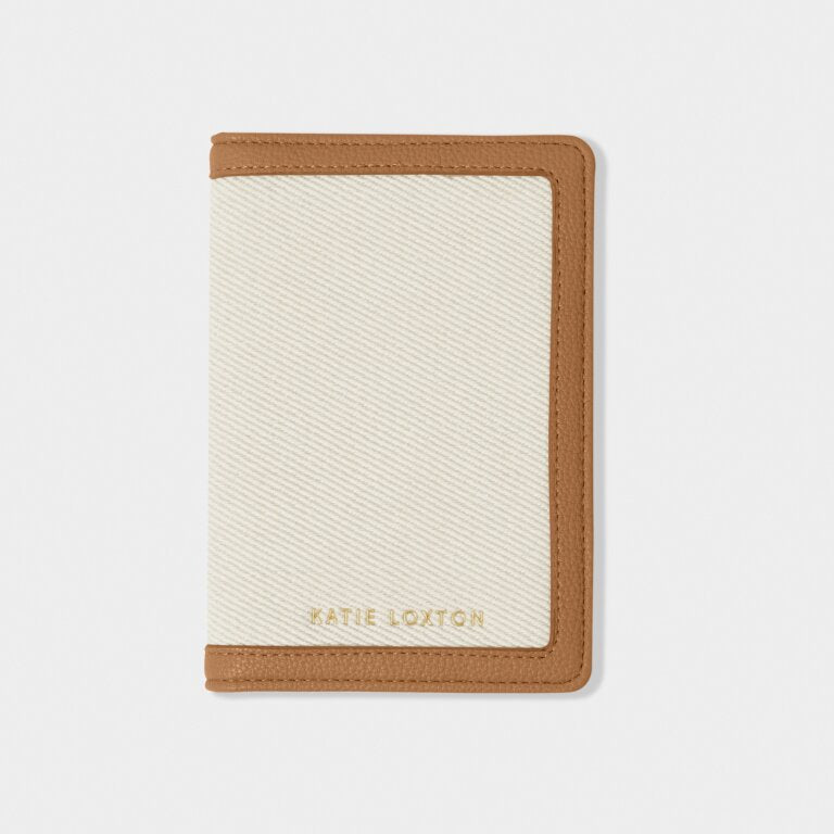 Katie Loxton Capri Canvas Passport Cover Tan /Off White