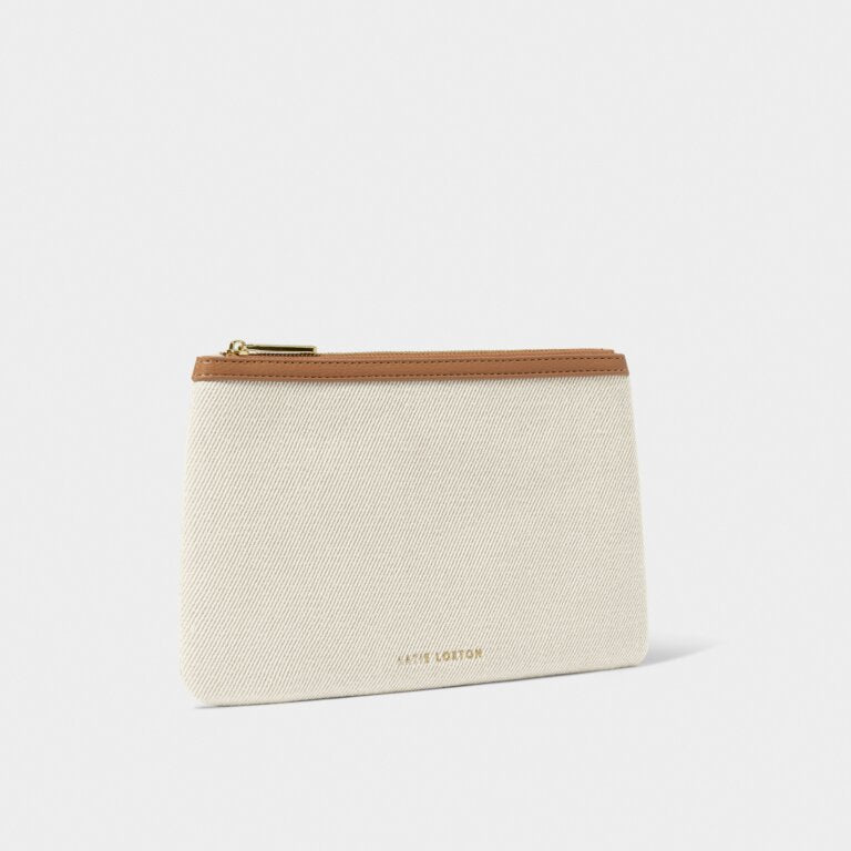 Katie Loxton Capri Canvas Pouch Tan /Off White