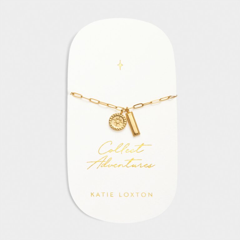 Katie Loxton Carded Charm Bracelet Collect Adventures Gold Plated Bracelet