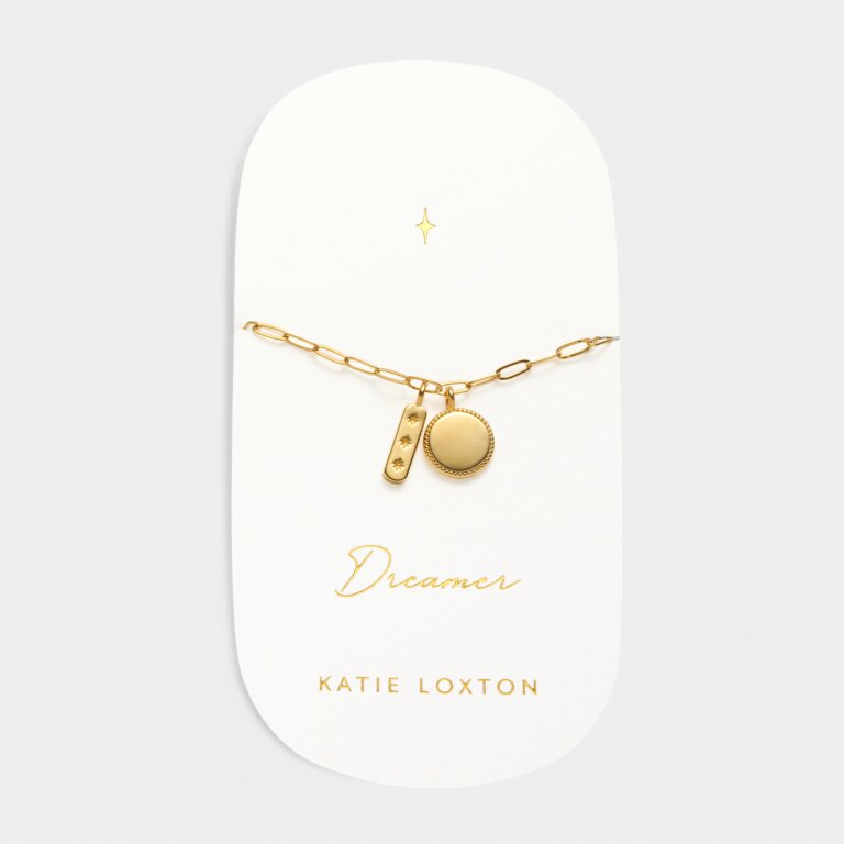 Katie Loxton Carded Charm Bracelet Dreamer Gold Plated Bracelet