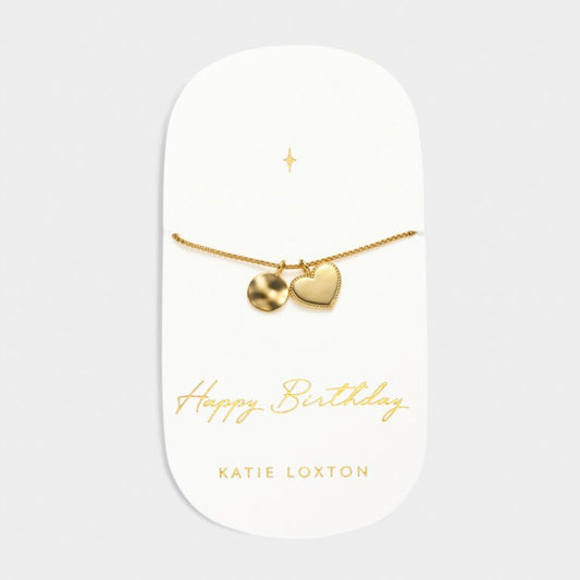 Katie Loxton Carded Charm Bracelet Happy Birthday Gold Plated Bracelet