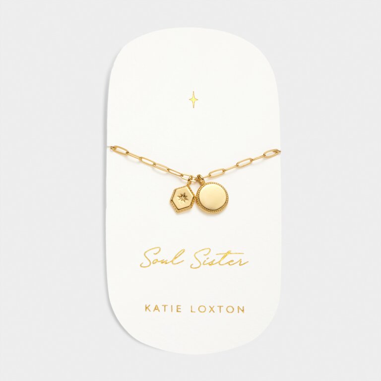 Katie Loxton Carded Charm Bracelet Soul Sister Gold Plated Bracelet
