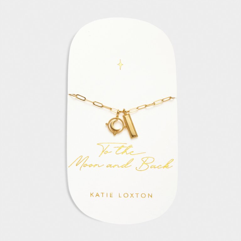 Katie Loxton Carded Charm Bracelet To The Moon & Back Gold Plated Bracelet