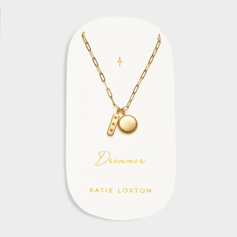 Katie Loxton Carded Charm Necklace Dreamer Gold Plated Necklace
