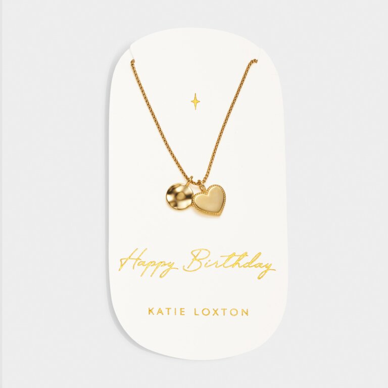 Katie Loxton Carded Charm Necklace Happy Birthday Gold Plated Necklace