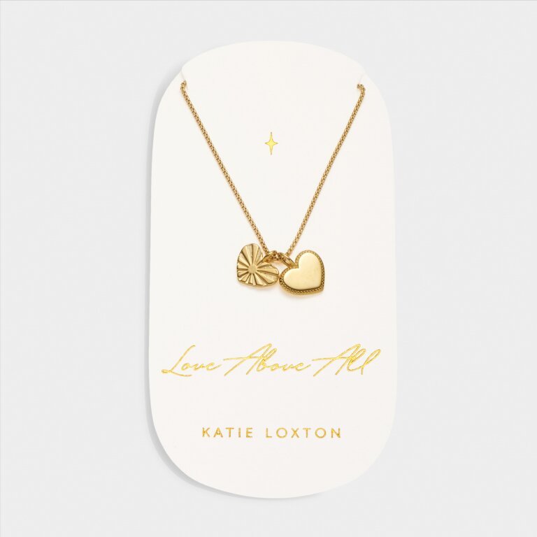 Katie Loxton Carded Charm Necklace Love Above All Gold Plated Necklace