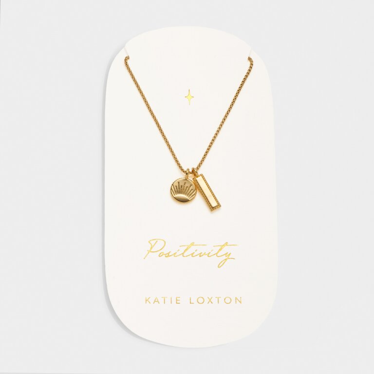Katie Loxton Carded Charm Necklace Positivity Gold Plated Necklace