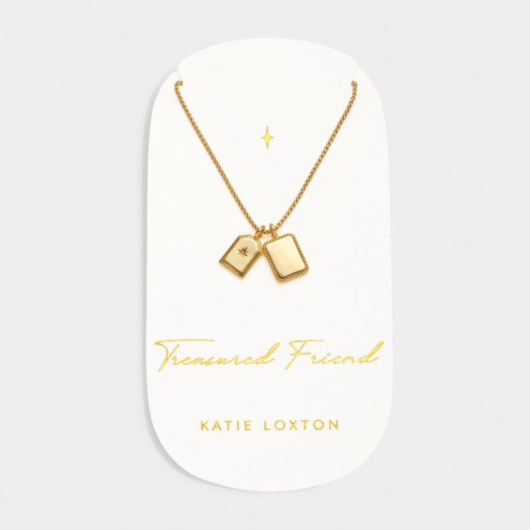 Katie Loxton Carded Charm Necklace Treasured Friend Gold Plated Necklace