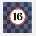 Caroline Gardner 16 Birthday Blue Grid Greeting Card