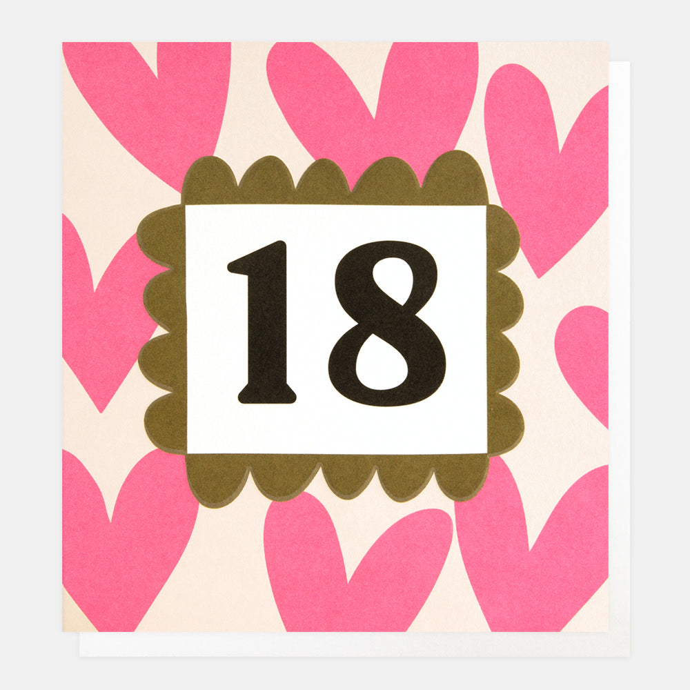 Caroline Gardner 18 Birthday Pink Hearts Greeting Card