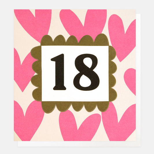 Caroline Gardner 18 Birthday Pink Hearts Greeting Card