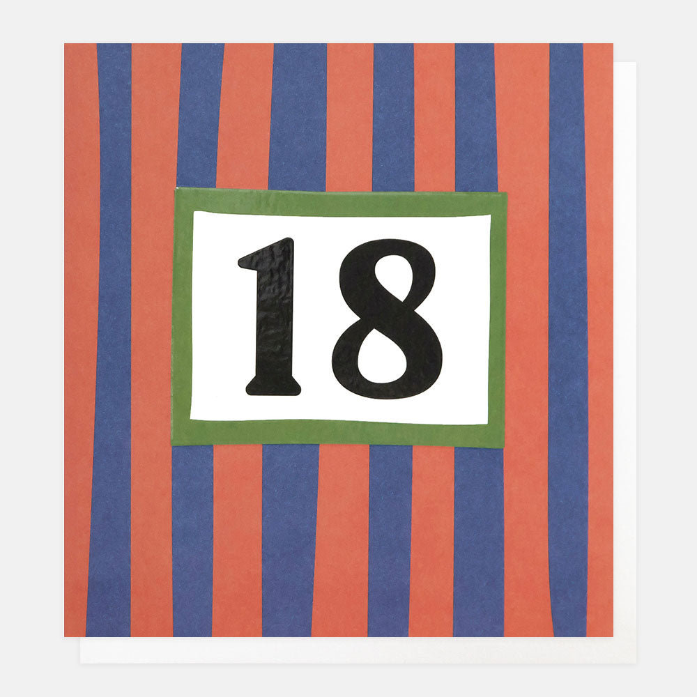 Caroline Gardner 18 Birthday Red And Blue Stripe Greeting Card