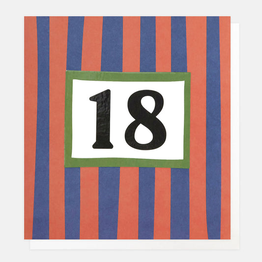Caroline Gardner 18 Birthday Red And Blue Stripe Greeting Card