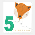 Caroline Gardner 5th Birthday Fox Balloon Greeting Card