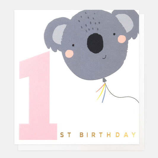 Caroline Gardner 1st Birthday Koala Greeting Card