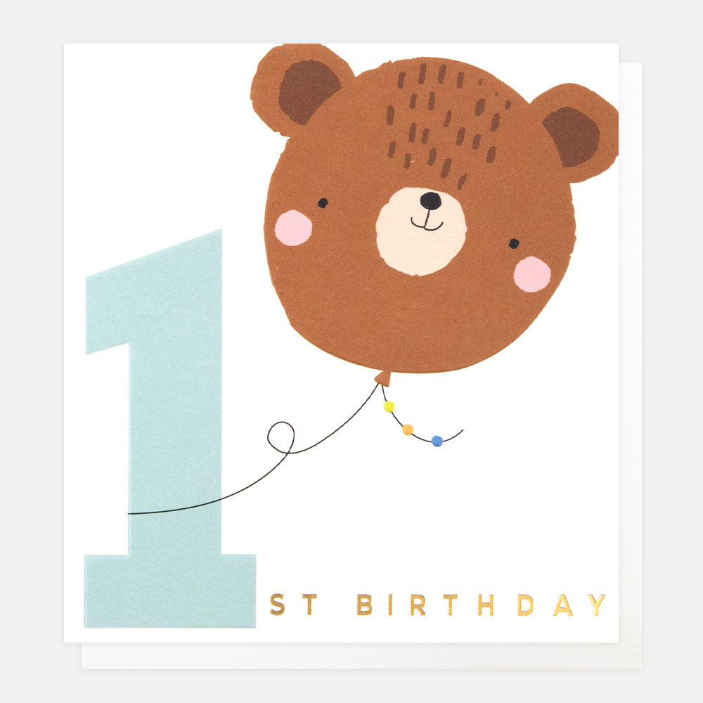 Caroline Gardner 1st Birthday Bear Greeting Card