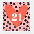 Caroline Gardner 21 Birthday In Heart On Pink Spot Greeting Card