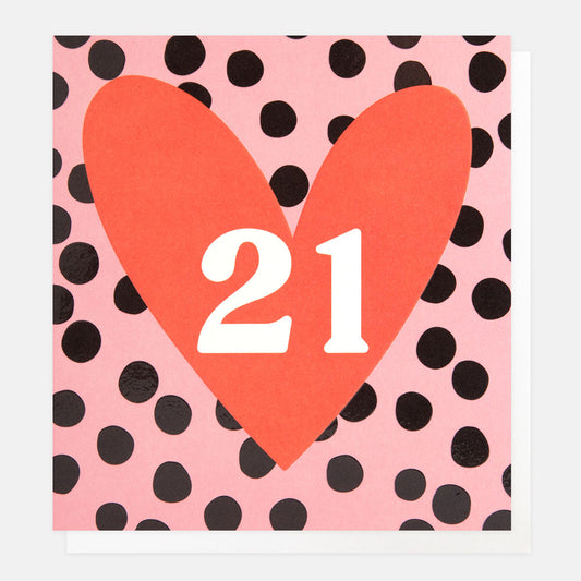 Caroline Gardner 21 Birthday In Heart On Pink Spot Greeting Card