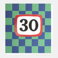 Caroline Gardner 30 Birthday Blue And Green Grid Greeting Card