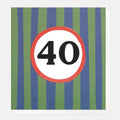 Caroline Gardner 40 Birthday Green And Blue Stripe Greeting Card