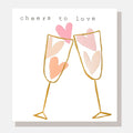 Caroline Gardner Cheers To Love Champagne Flutes Of Heart Confetti Greeting Card