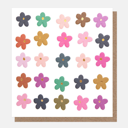 Caroline Gardner Multi Colour Daisies Blank Greeting Card