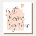 Caroline Gardner First Home Together Pink House W/ Gold Heart Chimney Greeting Card