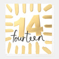 Caroline Gardner Gold Fourteen Birthday With Border Greeting Card