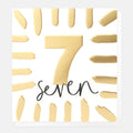 Caroline Gardner Gold Seventh Birthday With Border Greeting Card