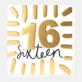 Caroline Gardner Gold Sixteen Birthday With Border Greeting Card