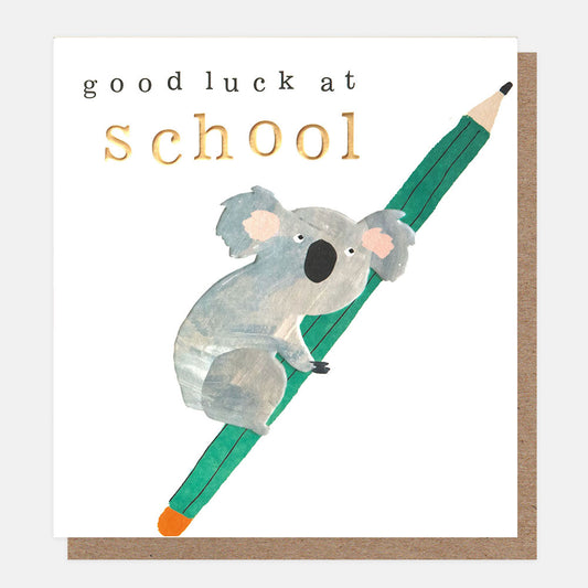 Caroline Gardner Good Luck At School Koala On Pencil Greeting Card