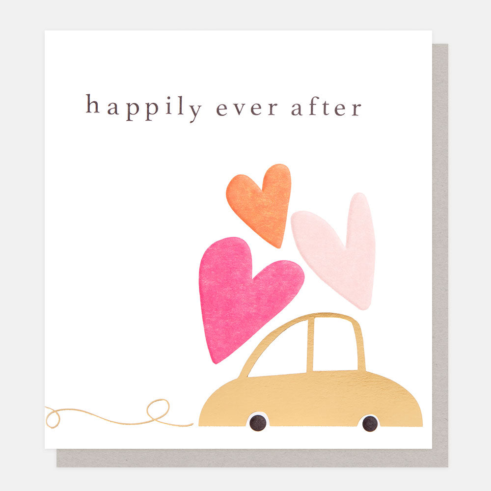 Caroline Gardner Happily Ever After Car With Love Hearts Greeting Card