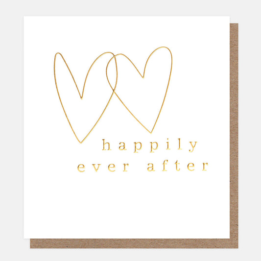 Caroline Gardner Happily Ever After Outline Overlapped Gold Hearts Greeting Card