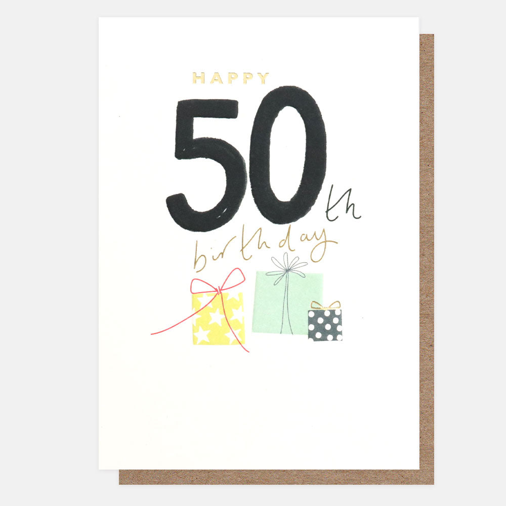 Caroline Gardner Happy 50th Birthday Presents Greeting Card