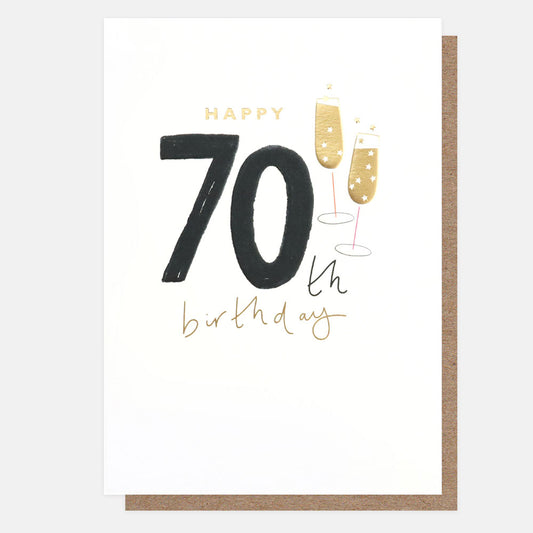 Caroline Gardner Happy 70th Birthday Glasses Greeting Card
