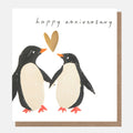 Caroline Gardner Happy Anniversary Penguins With Gold Heart Greeting Card