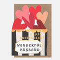 Caroline Gardner Happy Anniversary Wonderful Husband Die Cut Box with Hearts Greeting Card