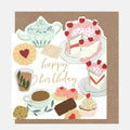 Caroline Gardner Happy Birthday Afternoon Tea Cakes & Biscuits Die Cut Greeting Card