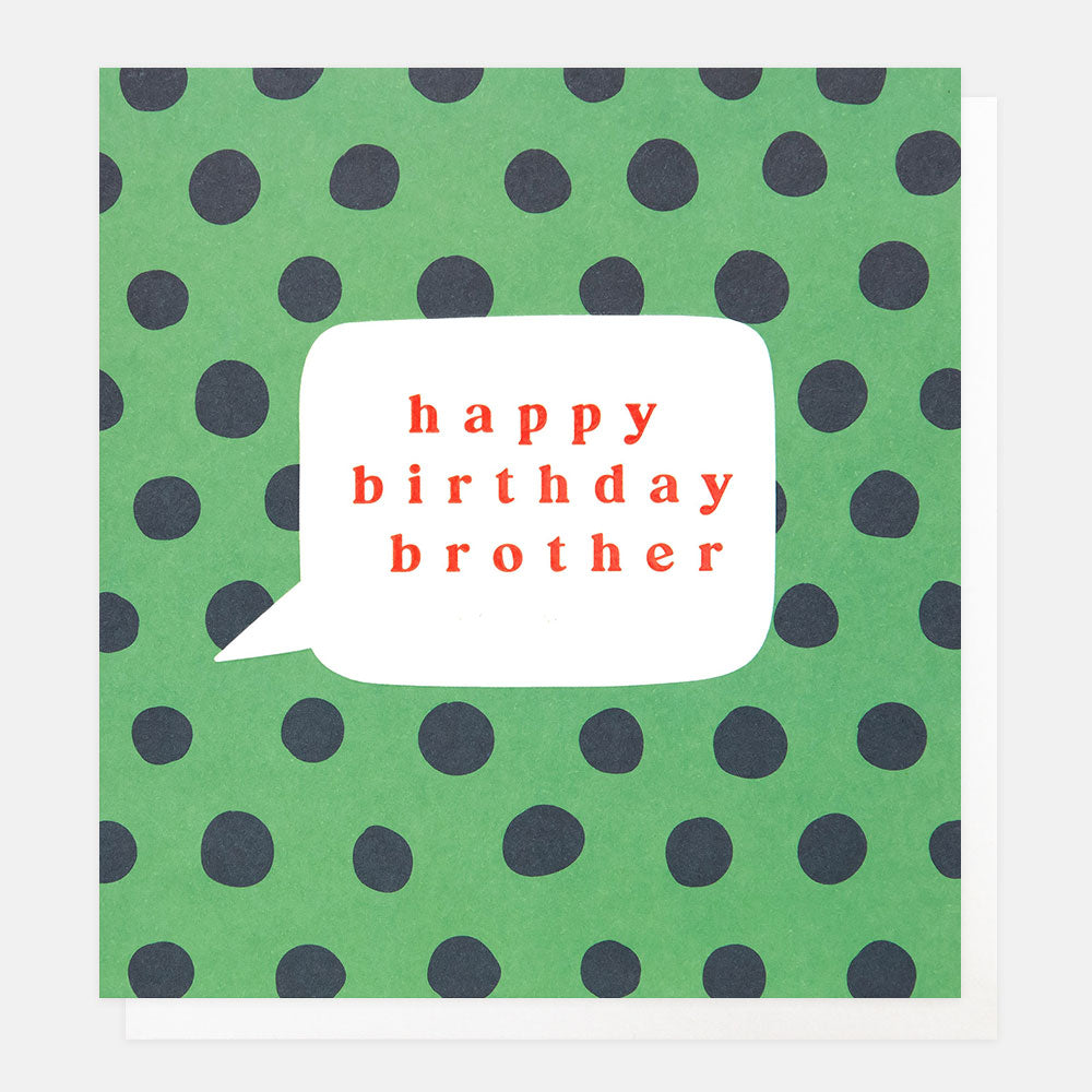 Caroline Gardner Happy Birthday Brother Navy/Green Spot Greeting Card