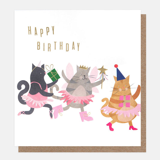 Caroline Gardner Happy Birthday Cats In Fairy Tutus Greeting Card