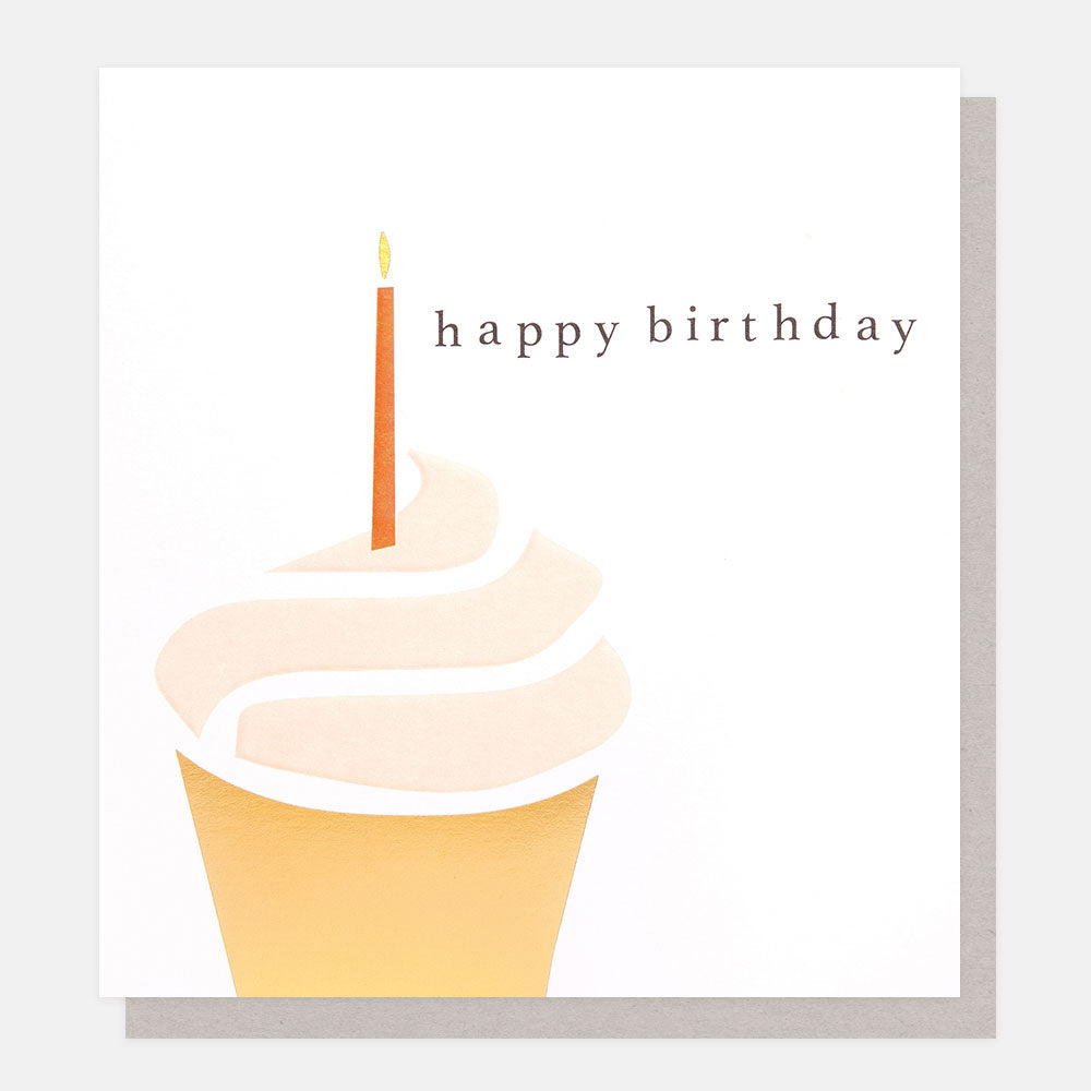 Caroline Gardner Happy Birthday Cupcake With Red Candle Greeting Card