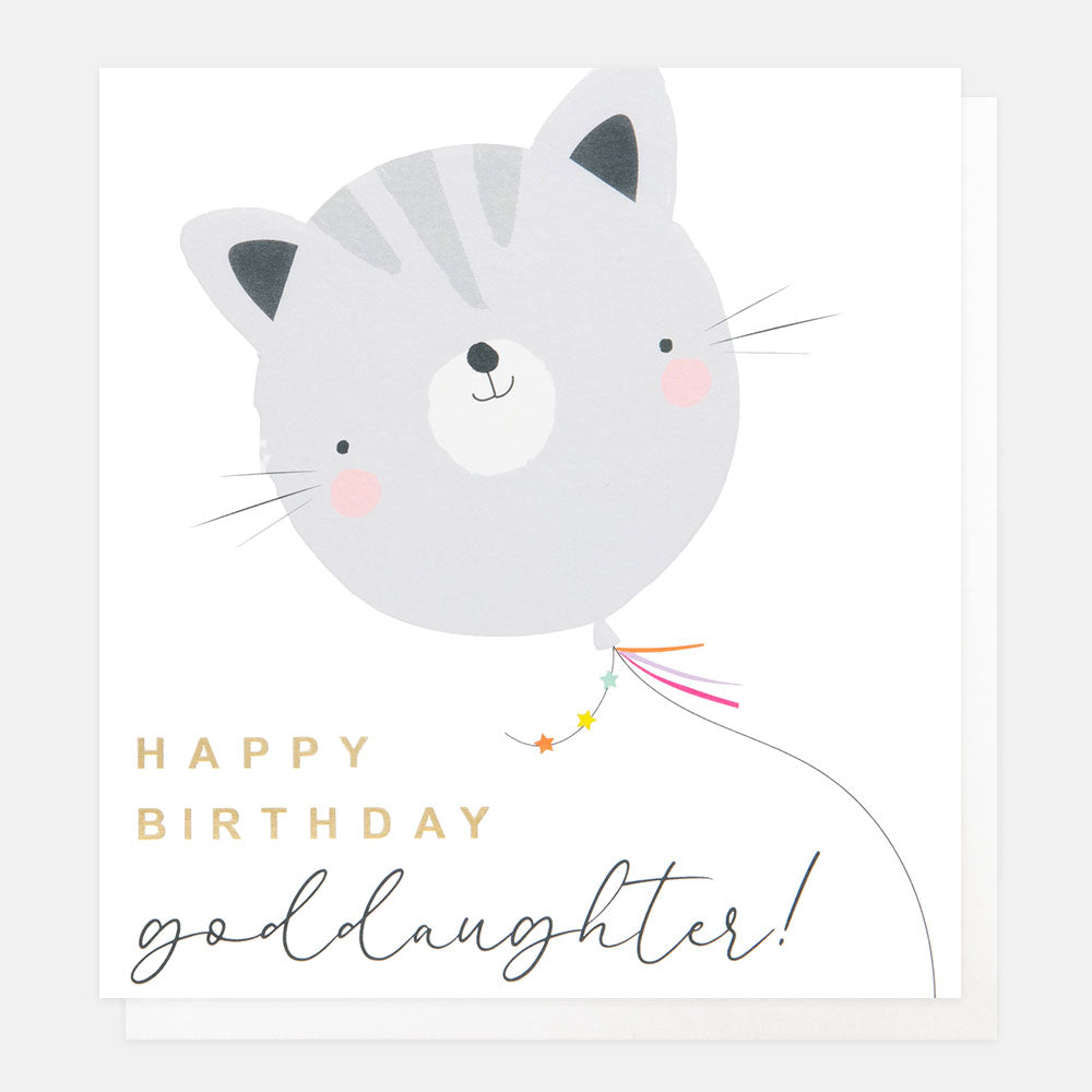 Caroline Gardner Happy Birthday Goddaughter Cat Balloon Greeting Card