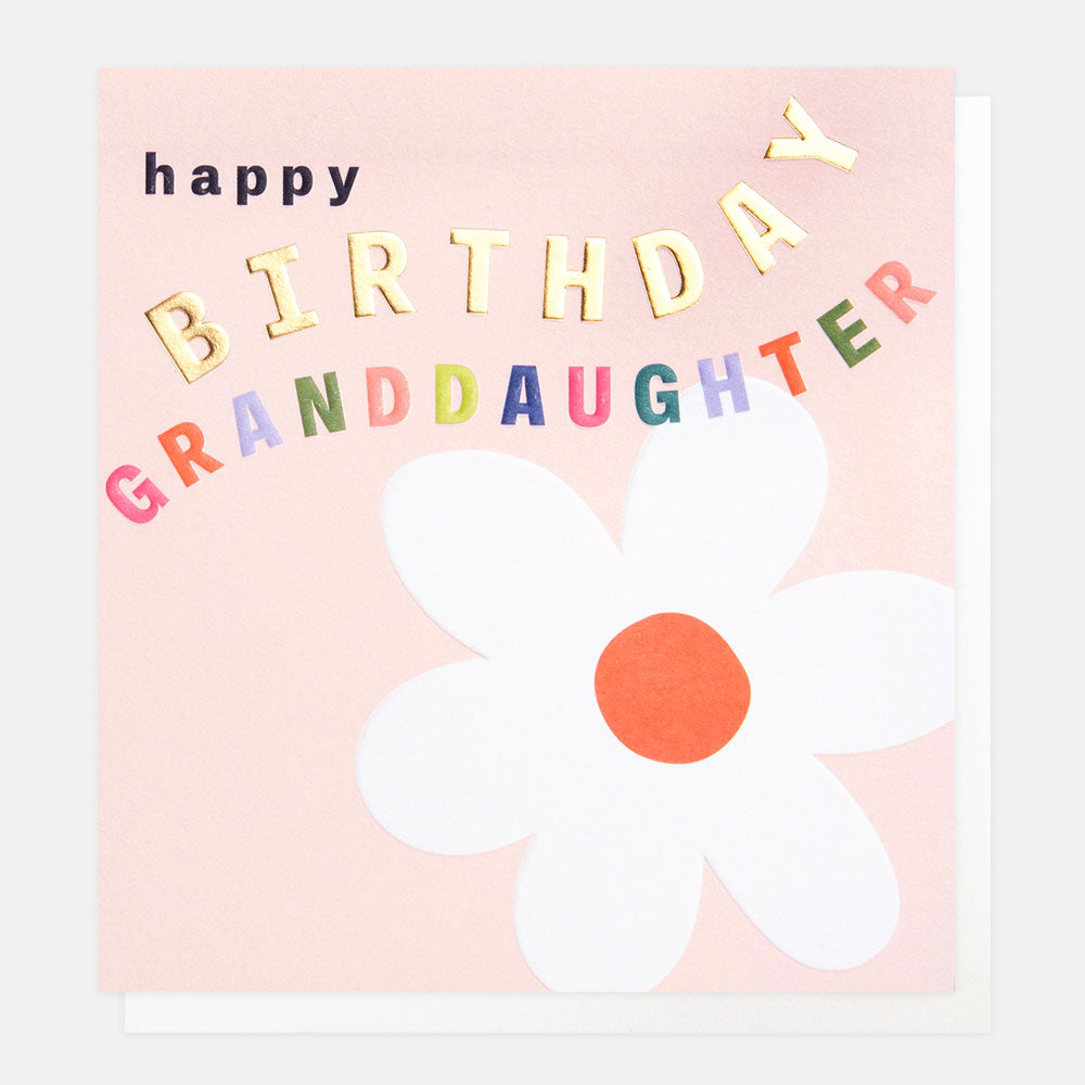 Caroline Gardner Happy Birthday Granddaughter Pink Flower Greeting Card