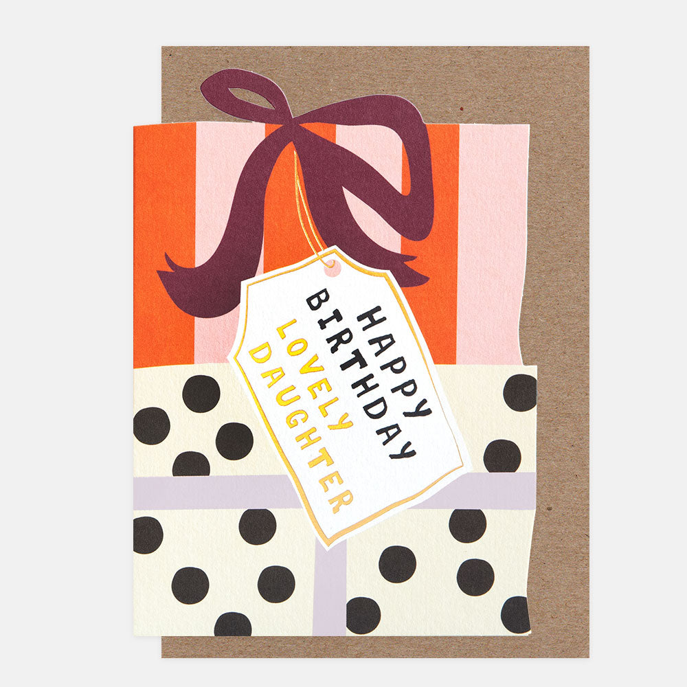 Caroline Gardner Happy Birthday Lovely Daughter Die Cut Stack of Presents Greeting Card